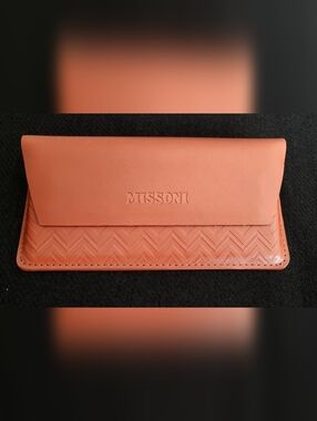 New Missoni Embossed Leather Sunglasses Case In Cognac Colour